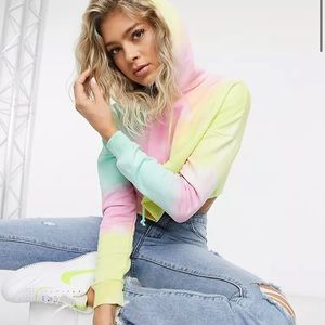 NWT Missguided Oversized Crop Tie Dye Hoodie